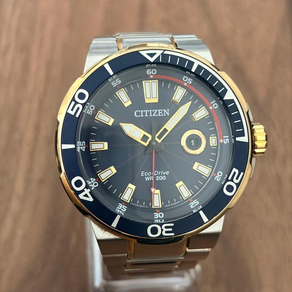 Б/у CITIZEN Endeavor AW1424-62L Eco Drive Дайверские 200м Зарубежная модель Хорошее состояние с коробкой и дополнительными звеньями Citizen