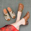Women Flower Hollow Slippers Fish Mouth Comfortable Versatile Mid-heeled Women Sandals Women's Shoes