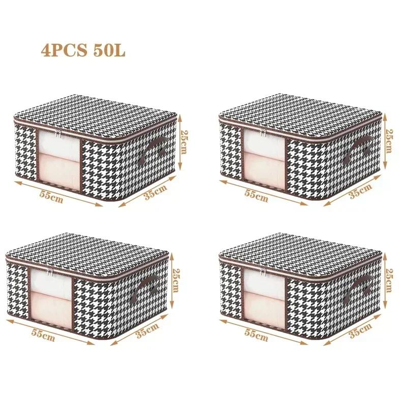 Visible Large Capacity Storage Box Portable Household Clothes Organizer With Handles Foldable Dustproof Quilt Zipper Container