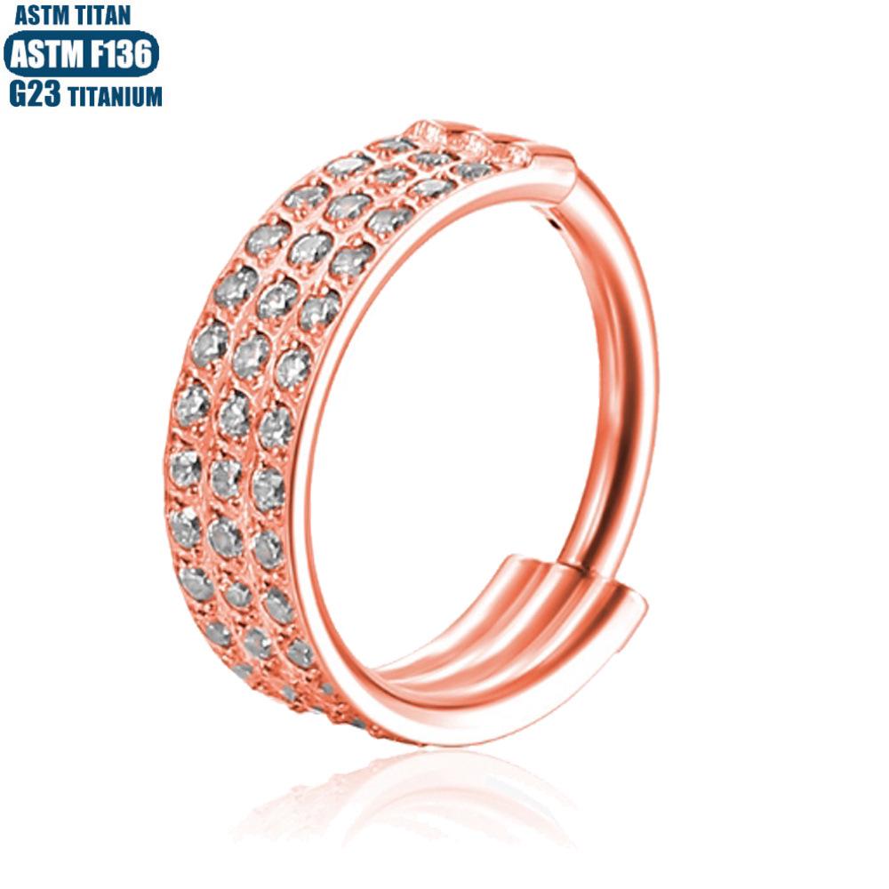 Titanium Seamless Septum Ring with Inlaid Rhinestone Earrings & Tragus Piercing Jewelry.