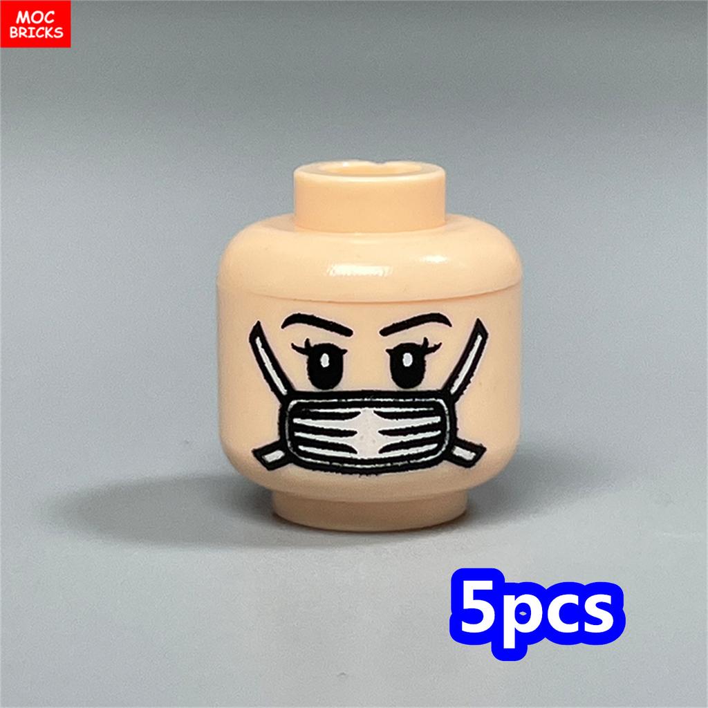 MOC Bricks Hollow Flesh Face Expression Head For 4cm Figure DIY Educational Building Blocks Toys For Children Gifts