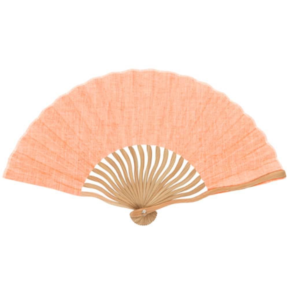manufactured by Ken is a fan with a 23cm in It features a Japanese pattern and orange providing a cooling Ripple, Ohnishi, cotton-linen wave-bone