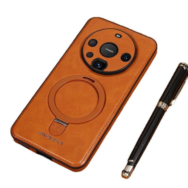 Applicable to Huawei mate11pro business leather pattern mobile phone case lens all-inclusive multi-function magnetic suction bracket anti-drop