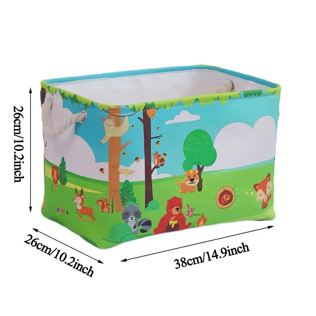 Folding Fabric Storage Basket With Handle Large Capacity Sundries Storage Organizer for Kids Toy Clothing Socks Storage Basket