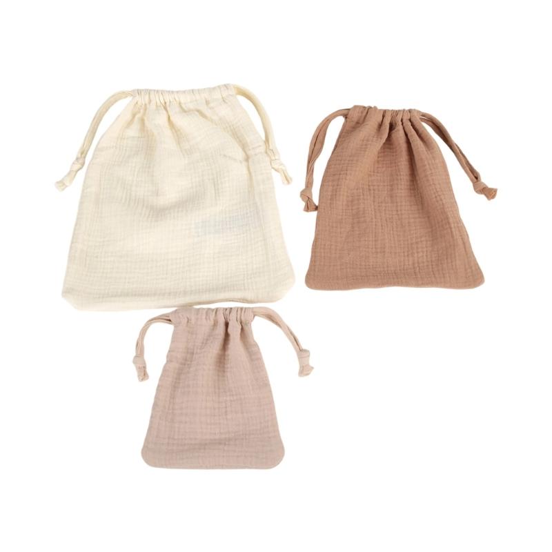 3 Piece Reusable Baby Cloth Storage Bags with Convenient Drawstring Closure Breathable for Toys Clothes & Accessories