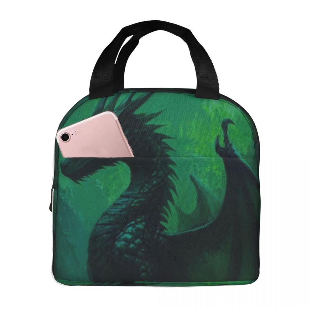 Green Dragon In The Forest Insulated Lunch Bag for Women Children Leakproof Food Boxes Thermal Lunch Box Tote