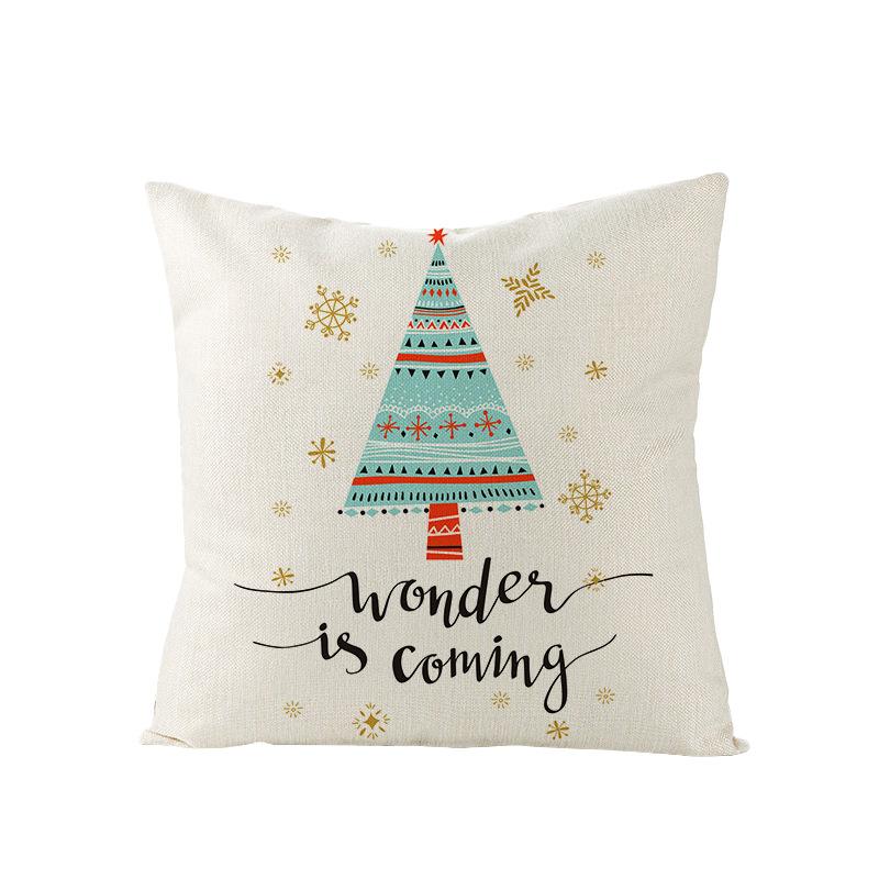 Home Polyester Pillow Cover Cartoon Digital Print Christmas Cushion Cover Living Room Sofa Cushion Cover