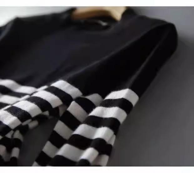 Code Division High Neck Striped Women's Sweater: Fashionable Autumn/Winter Long Sleeve Loose Fit Top