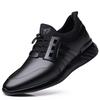 2025 New Leather Men's Shoes Soft Sole Heightened 8CM Youth Leather Shoes Mesh Breathable Extra Large Size Casual Elastic Shoes
