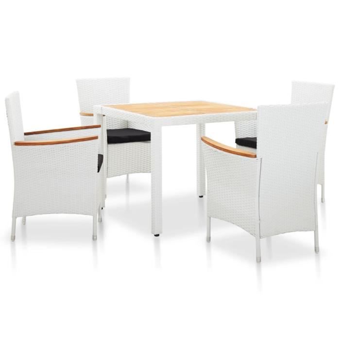 VidaXL Salon de jardin 5 pcs Résine tressée Blanc