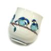 Waza no Kura Kutani ware teacup with a mountain sparrow design. Stylish ceramic teacup and bowl. Made in Japan.