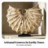 Modern Tabletop Decor | Textured Fluted Surface, Shell Sculpture with Base, Abstract Sculpture, for