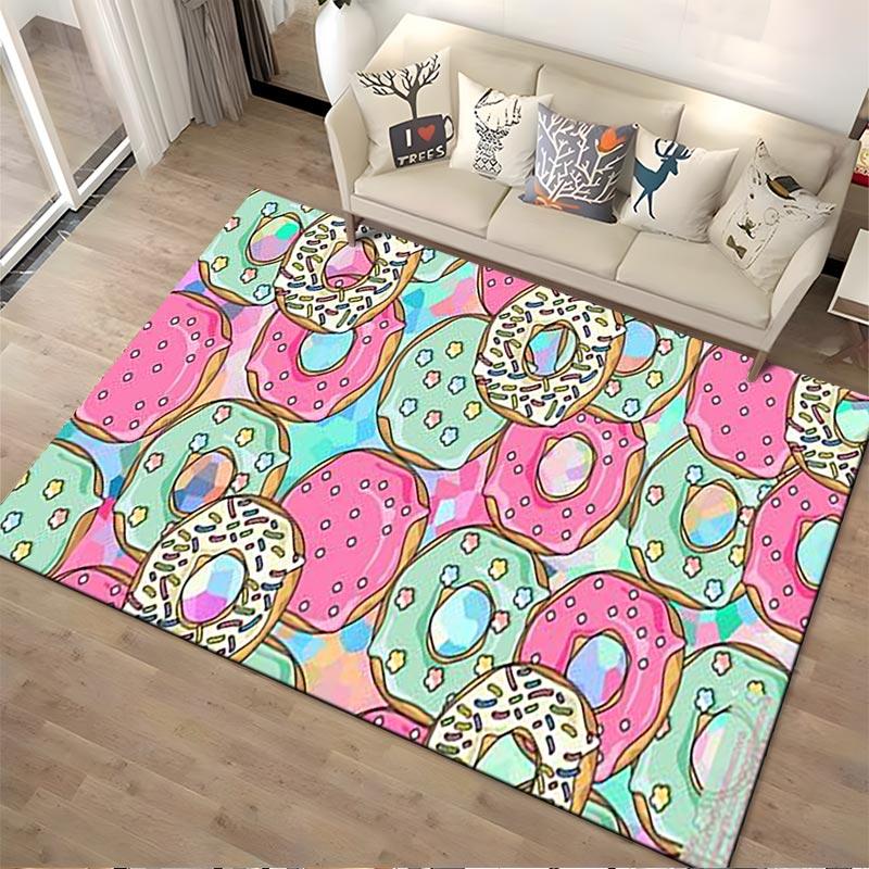 Colorful Donut Pattern Carpet for Living Room or Bedroom Decor Suitable for use as an anti-slip for living room bedroom sofas