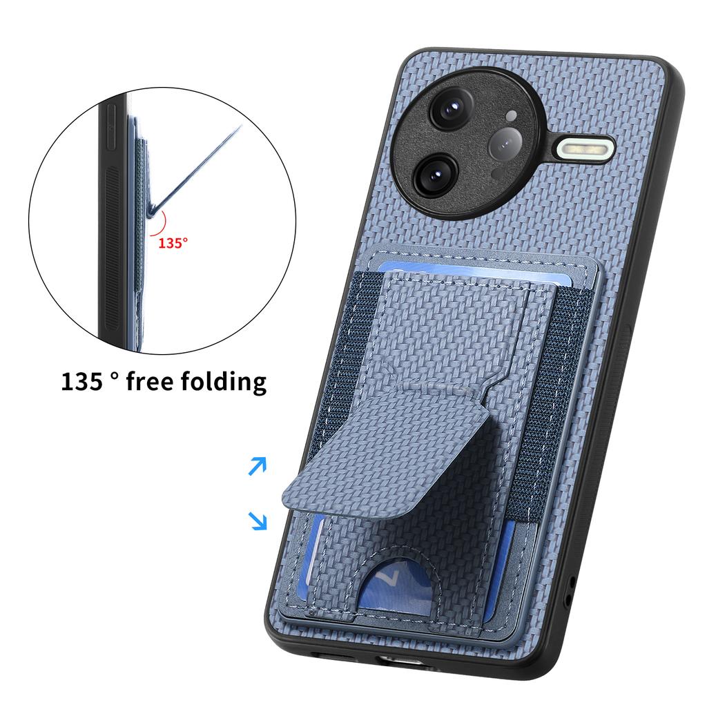 For Xiaomi Poco F7 Ultra 5G/Xiaomi Redmi K80 Pro 5G Case with Card Holder Kickstand Fiber Pattern Leather Back Cover