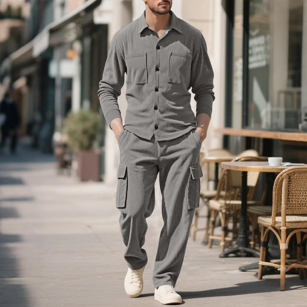 Men's Long-sleeved Shirt, Work Trousers, Corduroy Jacket And Casual Suit