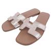 HERMES Oran leather sandals in metallic pink gold, size 37 1/2 shoes 37.5 Pink goldUsed