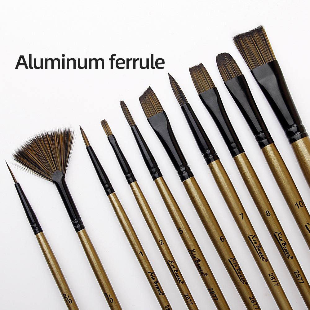 10-Piece Nylon Oil & Acrylic Paint Brush Set for Students