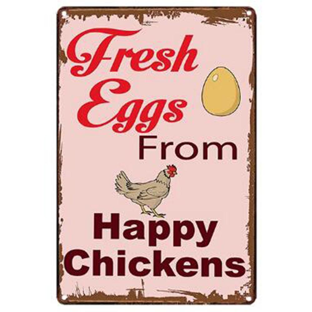 Farm Fresh Eggs Metal Tinplate Sign Poster Chicken Egg Shabby Chic Tin Signs Metal Plate 20x30cm