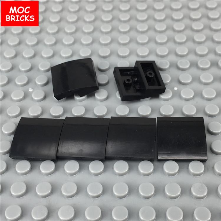 50 Stück/Los MOC Steine 15068 Gebogene Schrägstein 2x2 Weiß Rot Schwarz Apfelgrün DO-IT-YOURSELF Pädagogische Bausteine Spielzeug Kindergeschenke schwarz