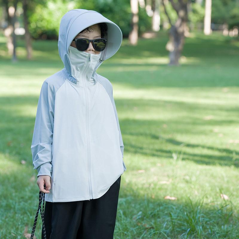 Children's sunscreen clothing 1011 new summer ice silk light boys and girls baby brim removable sunscreen clothing jacket