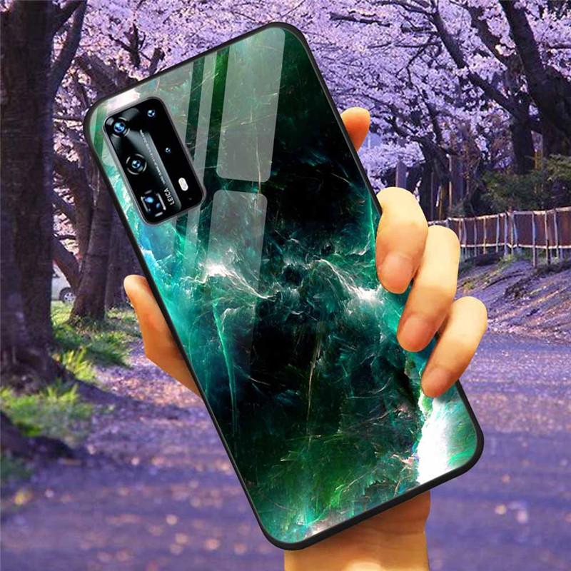 For Huawei P40 Lite / P40Pro Case P 40 Tempered Glass Starry Marble Hard Back Cover for Huawei P40 Pro / P40Lite E Cases Coque
