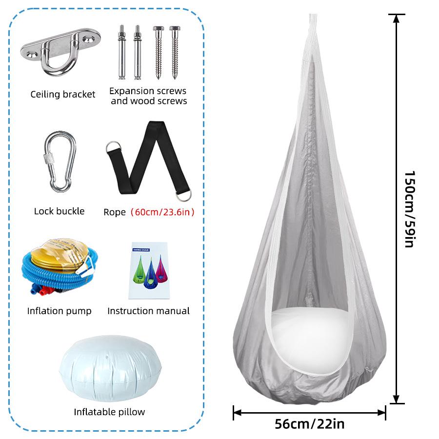 Cadeira de Balanço Suspensa Portátil com Iluminação LED para Crianças – Balanço Criativo de Nylon para Interior/Exterior