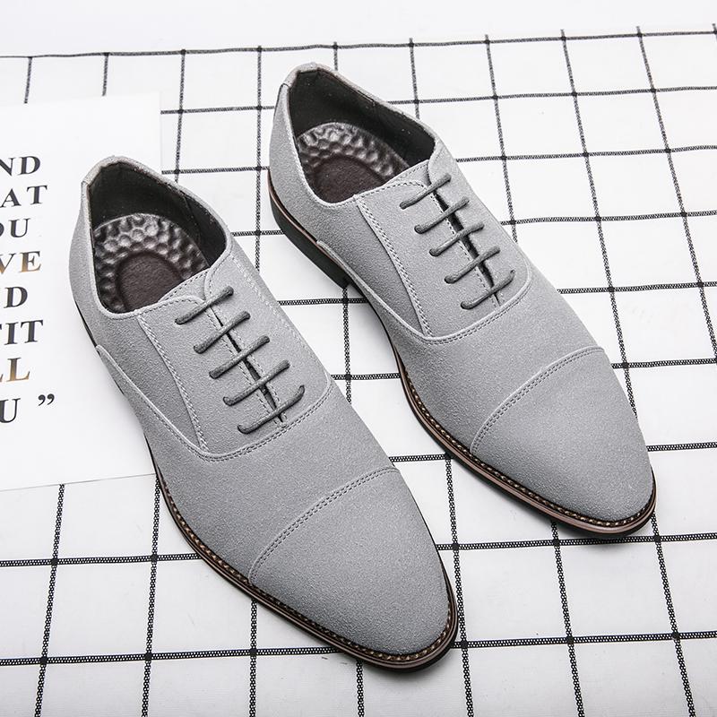 Solid-color suede men's fashionable Oxford shoes pointed-toe anti-slip breathable outdoor lightweight gentleman's trendy shoes