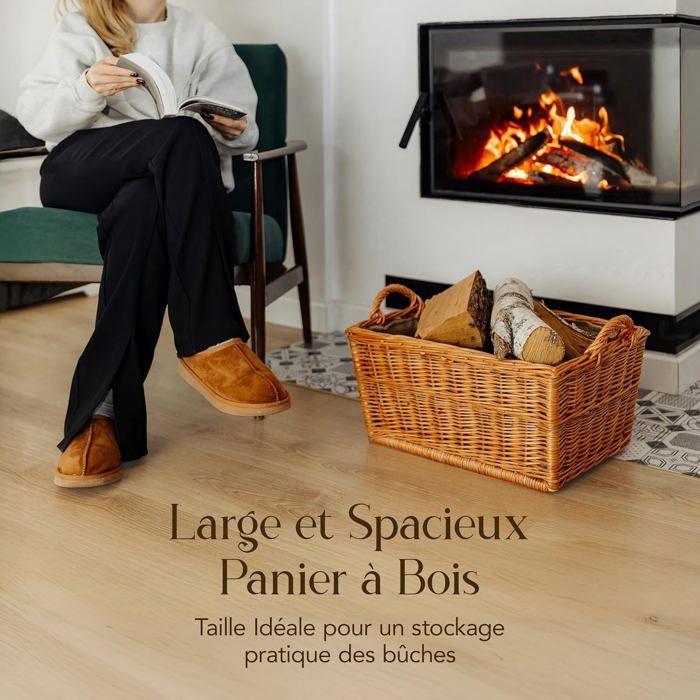 Panier à bûches - CREATIVE HOME - Naturel - Osier 100% naturel - Poignées jute - 47x33x30 cm