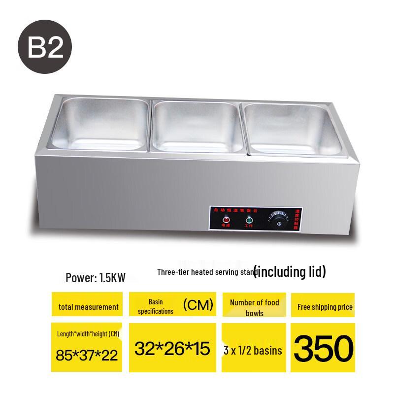 Aokewen Commercial 3-Basin Stainless Steel Countertop Food Warmer