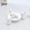 Minimalist White Rabbit Tray 3D Printed Cute Figurine, Multi-Functional Desktop Storage Holder for Headphones Jewelry Small Modern Desk Organization