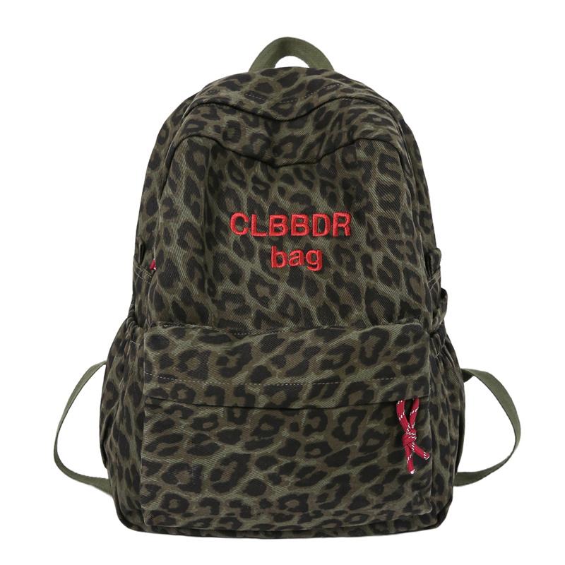 Leopard Print Canvas Fashion Backpack for Women, Casual School Travel Bag with Detachable Shoulder Straps
