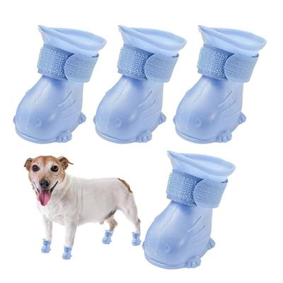 4PCS/Set Rubber Dog Shoes Anti-Slip Rain Snow Boots Outdoor Soft Bottom Shoes Pets