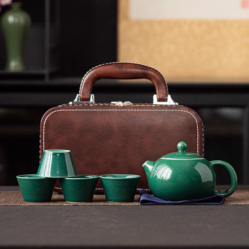 Travel Tea Set Outdoor Camping Portable Tea Set Black Pottery Kuaike Cup Kung Fu Tea Set Storage Bag Business Gifts