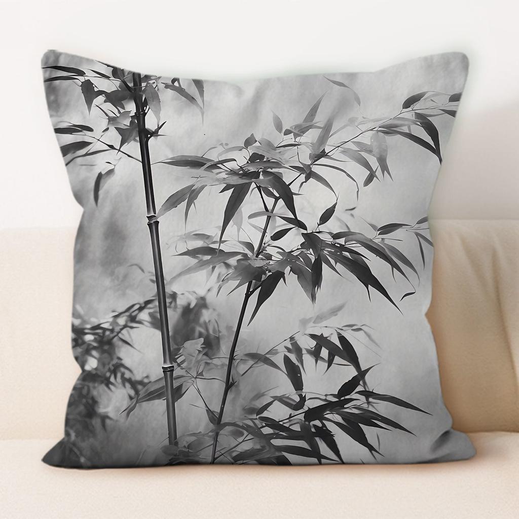 Traditional Chinese Ink And Bamboo Pillowcase, Suitable For Home Sofa Decoration, Living Room, Dormitory