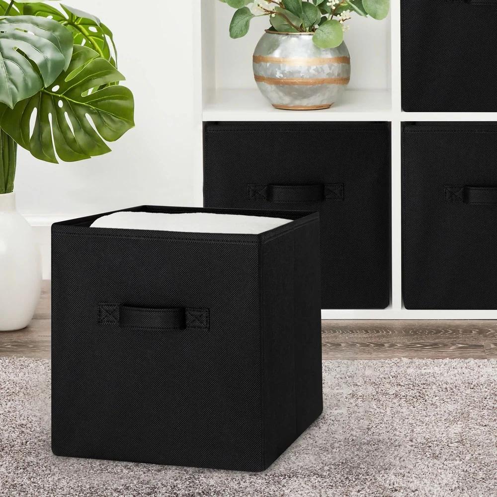 Collapsible Cube Storage Bins 6 Pack Fabric Organizer with Carry Handles Ideal Books Clothes Home Office Organization