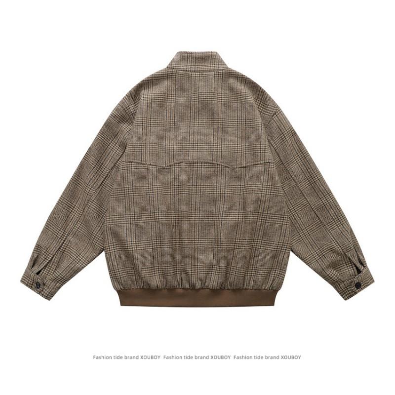 Mens Womens Vintage Herringbone Harrington Jacket Stand Collar Casual Outerwear Fall 2025