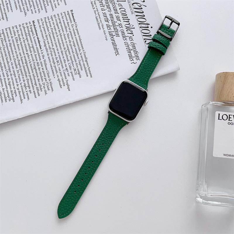 Kleiner Bund Quadratischer Schnallen-Litschi-Muster-Riemen Ist Geeignet Für Applewatch Apple Watch Iwatch109876Se Damen