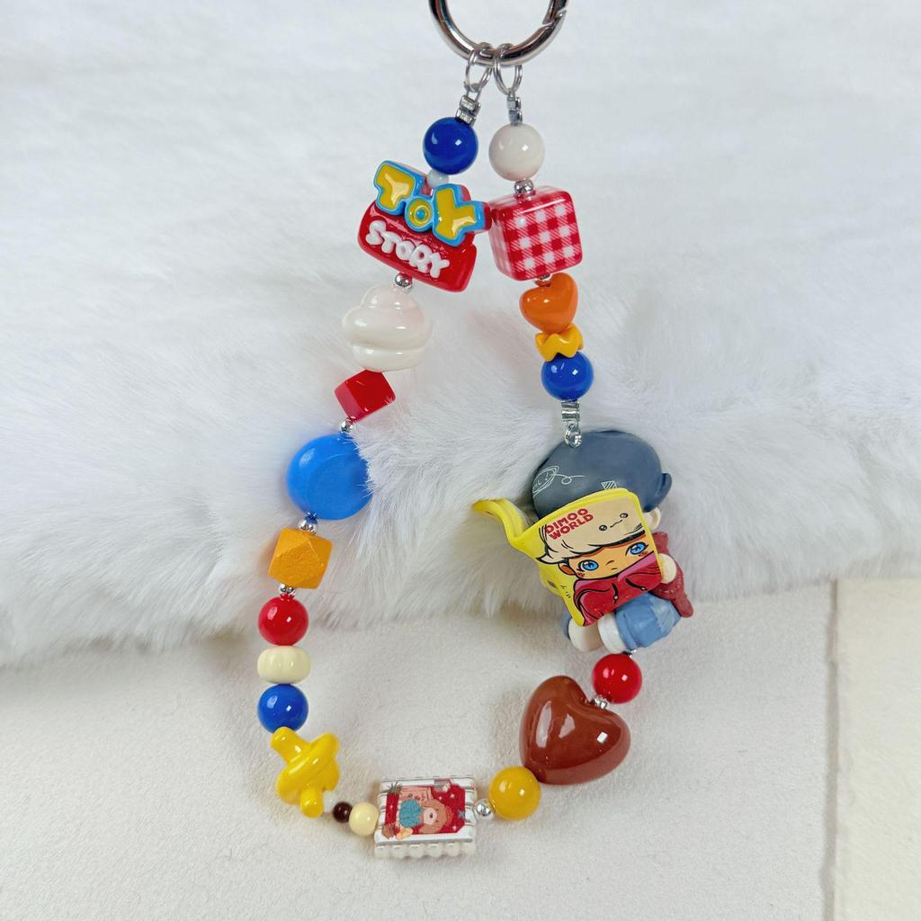 Dimoo Handmade Retro Caramel Beaded Doll Phone Charm & Backpack Pendant