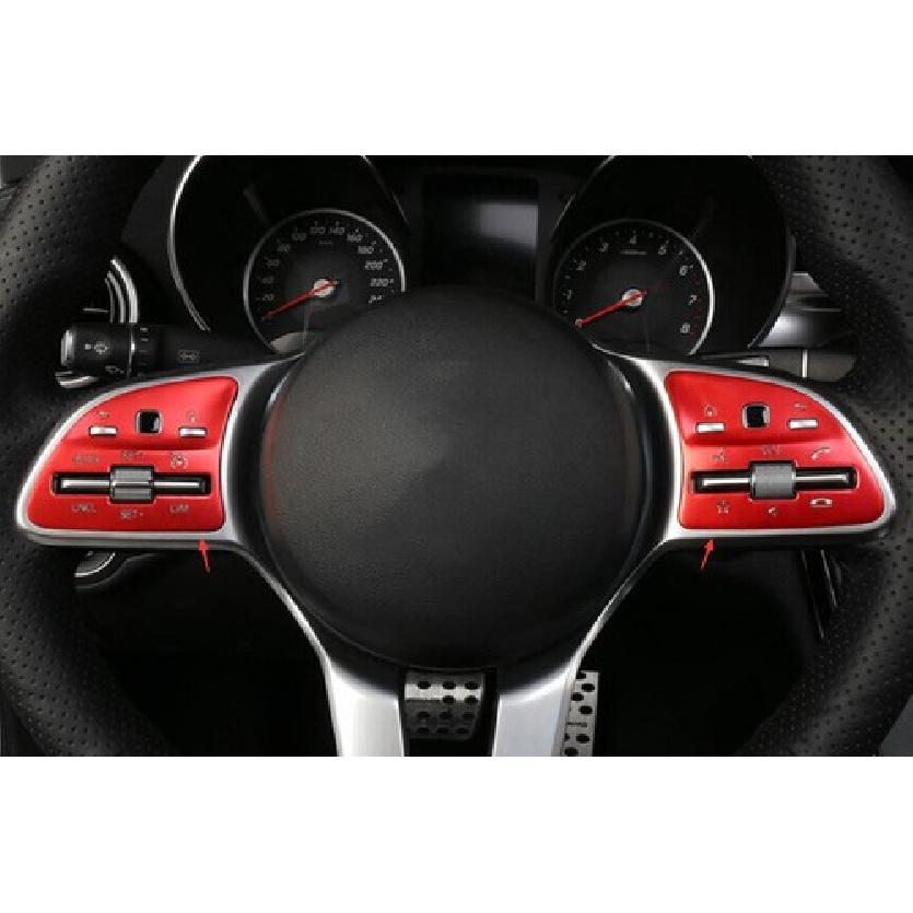 For Benz C-Class Red Aluminum -18-21 Cover Trim Steering Wheel Button Frame