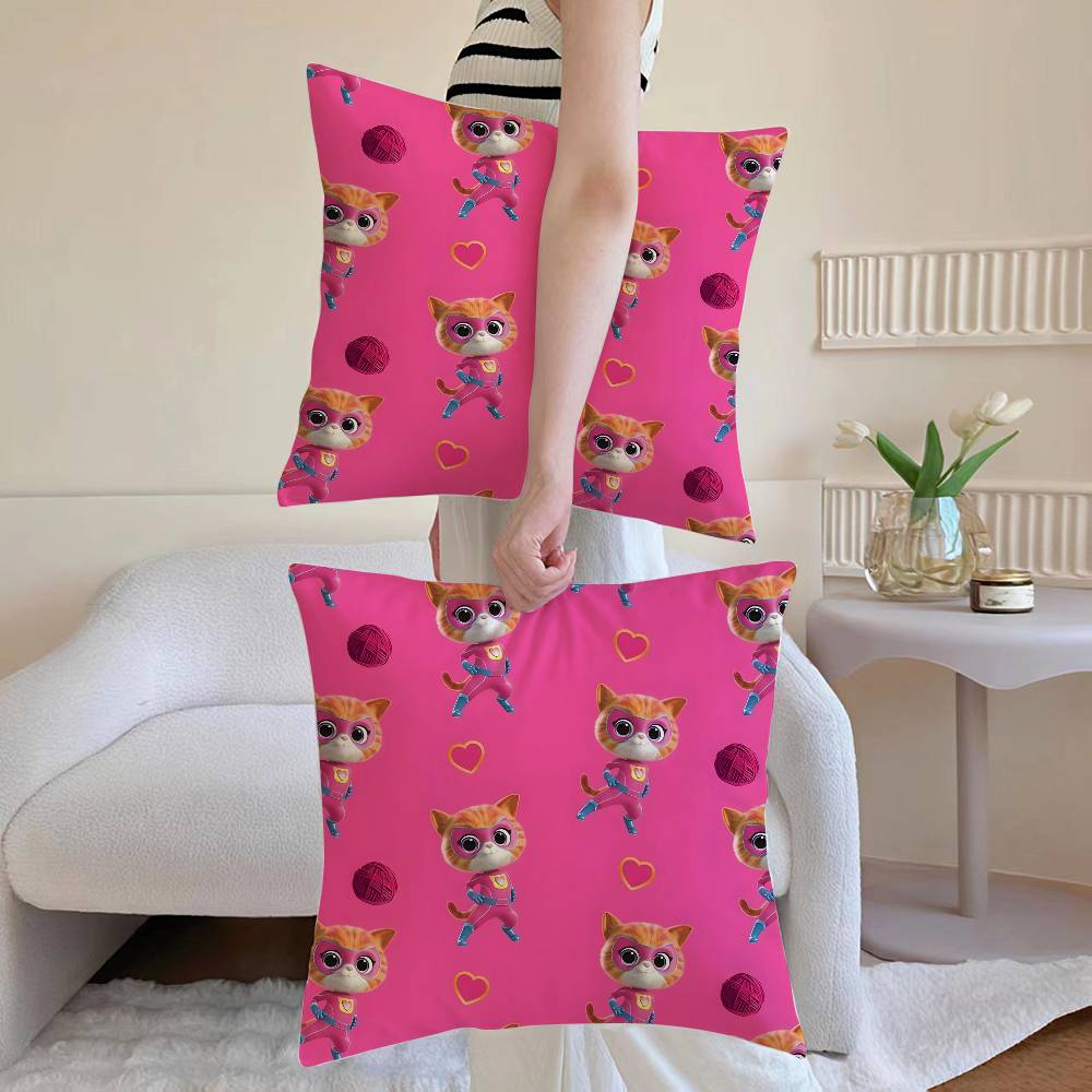 Cute Cartoon S-super-Kitties Pillow Case Anti-dustmite Pillowcase Invisible zipper silky Sofa cushion cover 30x30cm