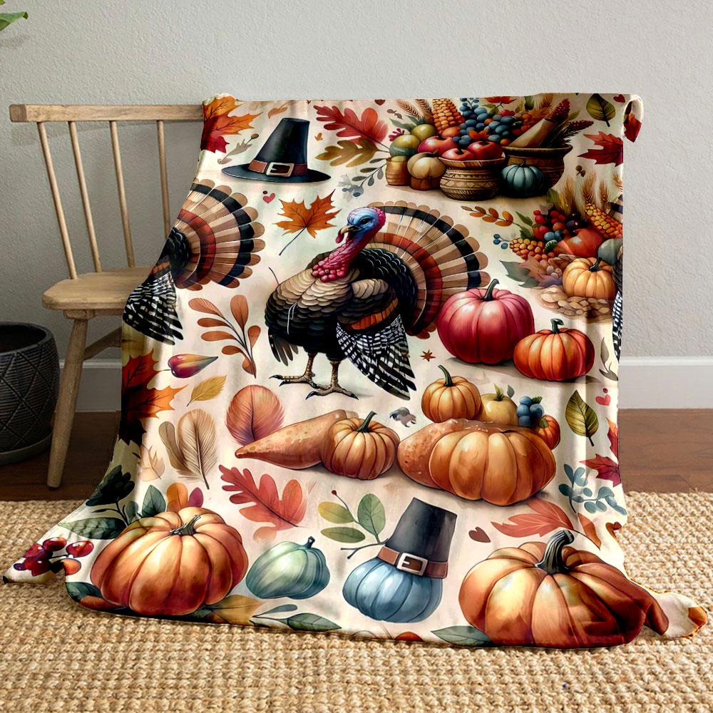 

Thanksgiving Turkey Pumpkin Blanket bedroom Blanket for Livingroom Couch lunch break Soft throw for Friend s festival Gift 80cm x 120cm