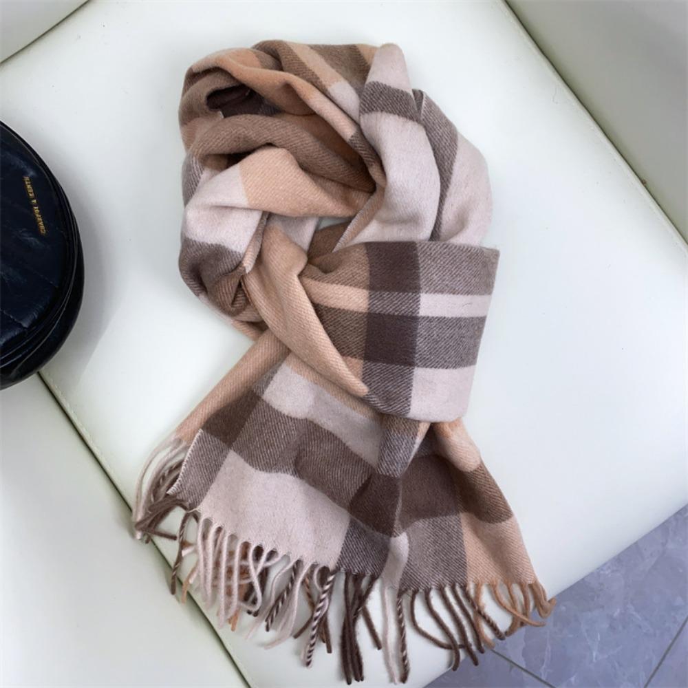 Лучшие товары в Великобритании 100% шерстяной клетчатый шарф женский зимний студенческий — фото 27