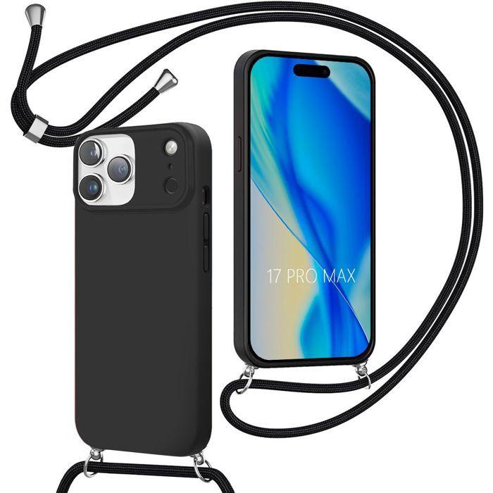Coque avec Cordon - BOOLING - pour iPhone 17 Pro Max - Silicone Antichoc - Noir