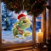 Decorative Animal Figurines for Home Christmas Hanging Ornaments with Lanyard, Cute Double Sided Pendant 2026 Themed Holiday Decorations Santa Hat, 2D