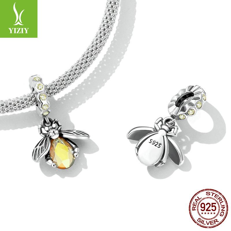 S925 Sterlingsilber Bienenanhänger Zubehör, Nischen-Premium-Insekt DIY Armband Perlen Schmuck