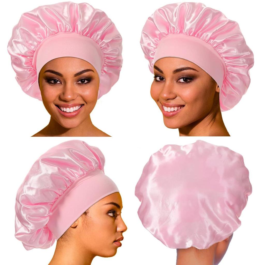 Wide Brim Satin Sleep Cap: Elastic Shower & Chemotherapy Hair Care Hat