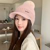 Women's autumn and winter wool hat versatile velvet thickened ear protector knitted hat cute and small face warm cap