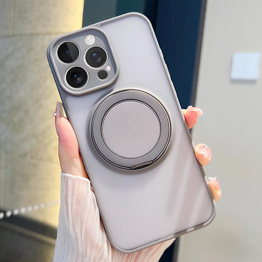 360° Metal Ring Bracket Magnetic Case for iPhone 16 15 14 Plus 13 11 12 Pro Max Hardware Kickstand Silicone Magsafe Soft Cover