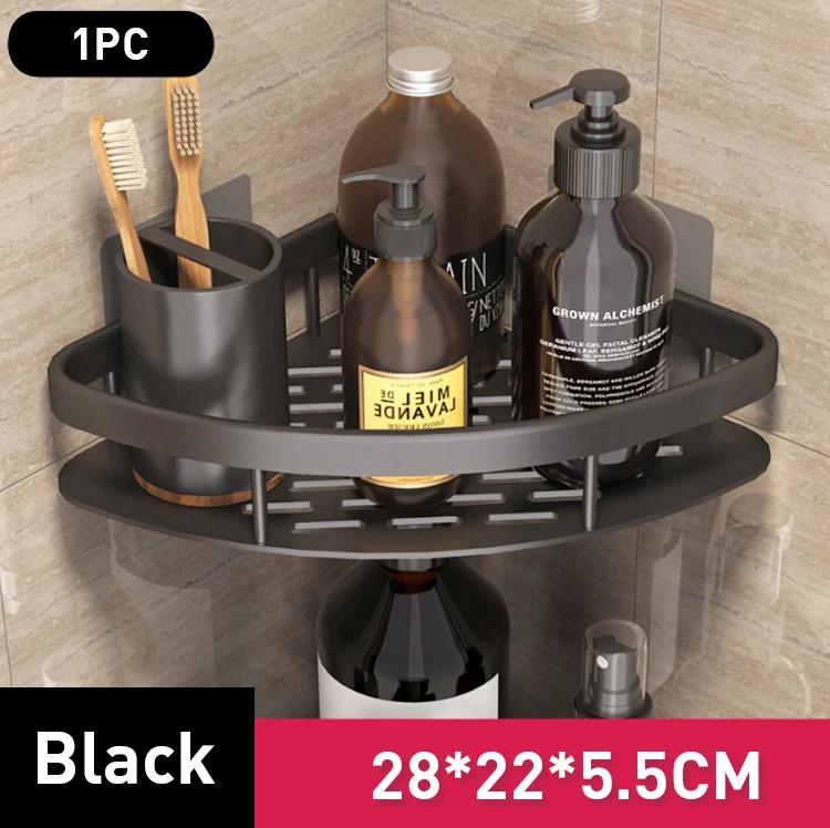 Punch-free Wall Mounted Bathroom Storage Organizer Shelf Shampoo Makeup Storage Rack For Kitchen Bathroom Accessories