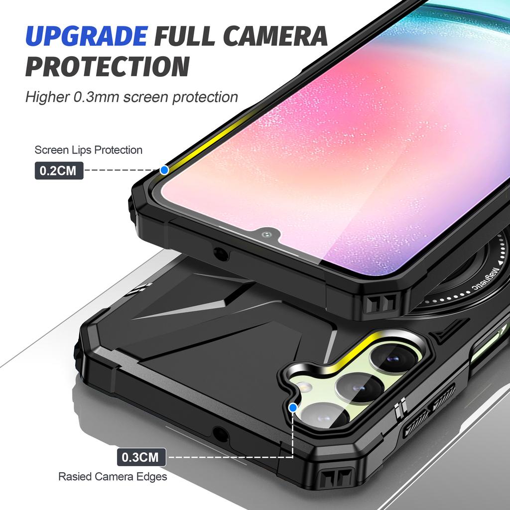 For Samsung Galaxy A24 4G (162.1 x 77.6 x 8.3mm)/A25 5G (Global) (161.0 x 76.5 x 8.3mm) Case Rotatable Kickstand Phone Cover